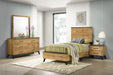 CoasterEveryday Kaywood 4-piece twin bedroom set in natural pine includes bed frame, dresser, nightstands, and mirror for a classic look.