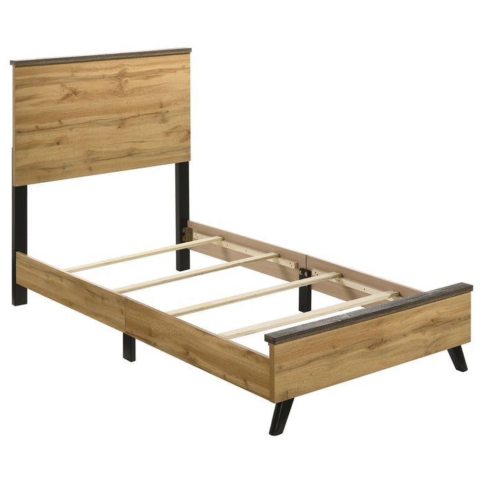 Natural pine twin bedroom set by CoasterEveryday, includes bed frame, dresser, nightstands, and matching furniture pieces.