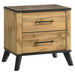 Natural pine twin bedroom set by CoasterEveryday, includes bed, dresser, and nightstands in a light wood finish.