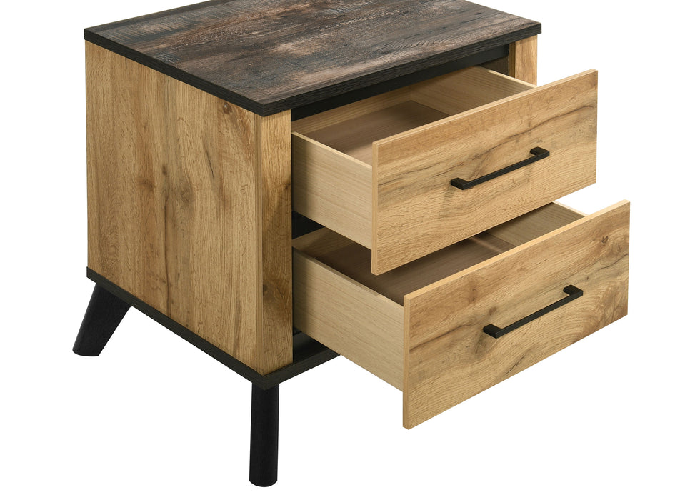 Natural pine twin bedroom furniture set with four pieces, including a bed, dresser, and nightstands, in a CoasterEveryday style.