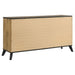 Natural pine Kaywood 5-piece twin bedroom furniture set with matching bed frame, nightstands, and dresser, all in a light wood finish.