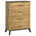 CoasterEveryday Kaywood 5-piece twin bedroom furniture set in natural pine, including bed, dresser, and nightstands.