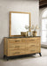 Natural pine Kaywood 6-drawer dresser with matching mirror from CoasterEveryday, showcasing a classic furniture design.