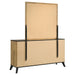 Natural pine Kaywood 6-drawer dresser with matching mirror, showcasing wood grain and classic furniture design from CoasterEveryday.
