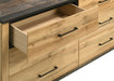Natural pine Kaywood 6-drawer dresser cabinet by CoasterEveryday, showcasing wooden drawers and sleek furniture design.