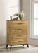 Natural pine Kaywood 4-drawer bedroom chest of drawers by CoasterEveryday, showing the wooden furniture with four spacious drawers.