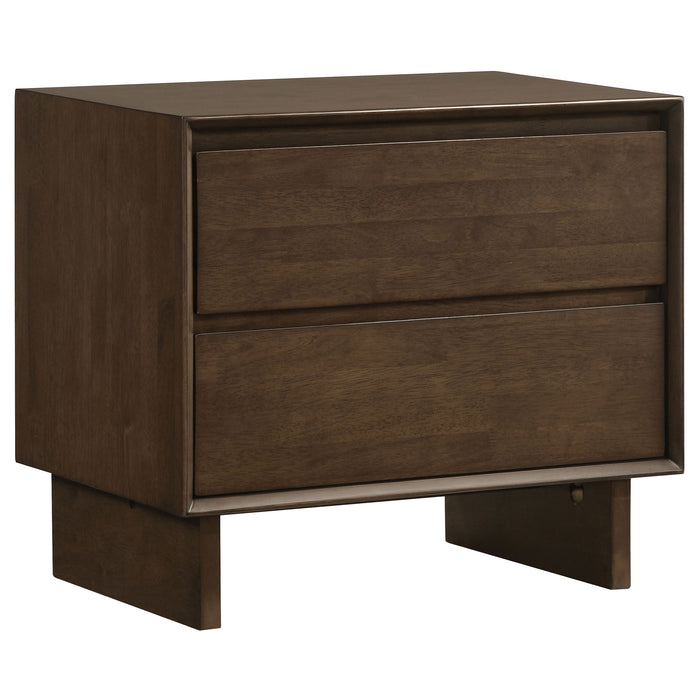 Glenwood 5-piece Eastern King bedroom furniture set by CoasterEveryday in warm brown finish, including bed, nightstands, and dresser.