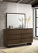 CoasterEveryday Glenwood 6-drawer dresser with mirror, warm brown wood finish, showcasing spacious drawers and classic furniture style.