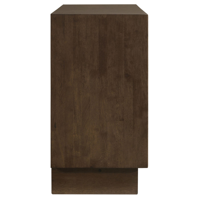Warm brown Glenwood 6-drawer dresser cabinet by CoasterEveryday with sleek wood finish and modern furniture design.
