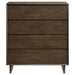 Warm brown Glenwood 4-drawer chest of drawers by CoasterEveryday, showcasing sleek wooden furniture with four spacious drawers.