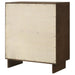 Warm brown Glenwood 4-drawer chest of drawers by CoasterEveryday, showing a sleek wooden furniture piece with four spacious drawers.
