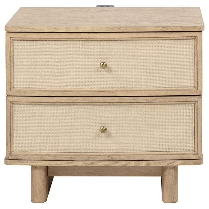 Kailani 2-drawer Nightstand Bedside Table Beige Oak