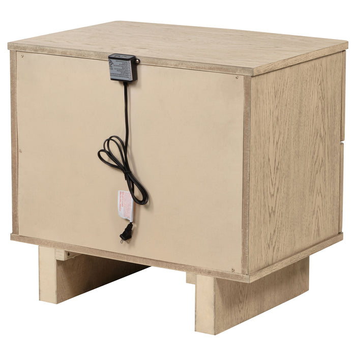 Kailani 2-drawer Nightstand Bedside Table Beige Oak