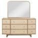Beige oak Kailani 9-drawer dresser with matching mirror from CoasterEveryday, showcasing wood grain and sleek modern design.