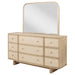 Beige oak Kailani 9-drawer dresser with matching mirror, modern furniture by CoasterEveryday, showcasing spacious storage and sleek design.