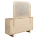 Beige oak Kailani 9-drawer dresser with mirror by CoasterEveryday, showcasing ample storage and elegant furniture design.