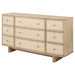 Kailani beige oak 9-drawer dresser cabinet by CoasterEveryday, showing a spacious furniture piece with sleek drawer handles and wood finish.