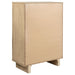 CoasterEveryday Kailani beige oak 5-drawer bedroom chest of drawers showing sleek furniture design and warm wood finish.