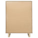 Kailani beige oak 5-drawer bedroom chest of drawers by CoasterEveryday, featuring a modern furniture design with sleek handles.