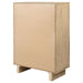 CoasterEveryday Kailani beige oak 5-drawer bedroom chest of drawers showing sleek wood finish and modern furniture design.