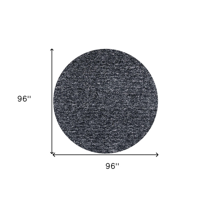 8' Round Indoor Shag Rug - Black Heather