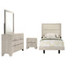 Rustic cream Trenton 4-piece twin bedroom furniture set by CoasterEveryday, including bed, dresser, nightstands, and mirror.
