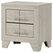 Rustic cream Trenton 2-drawer nightstand by CoasterEveryday, showcasing wooden texture and modern bedside furniture design.