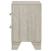 Rustic cream Trenton 2-drawer nightstand by CoasterEveryday, showing wooden furniture with metal handles and a sturdy design.