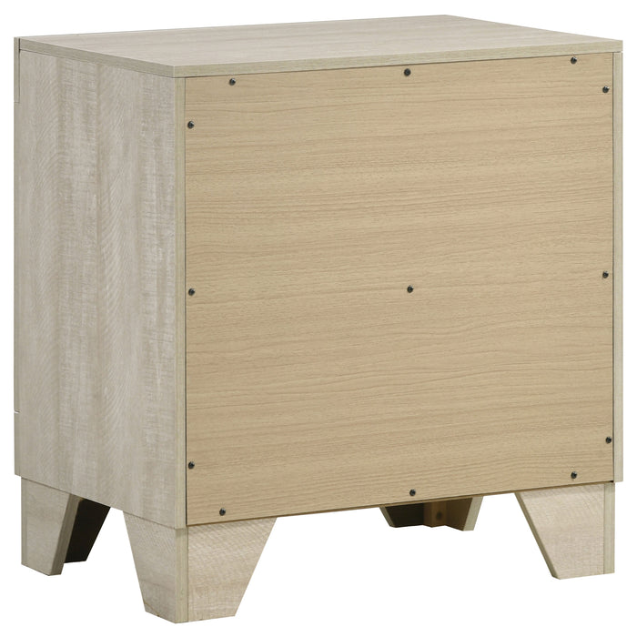 Rustic cream CoasterEveryday Trenton 2-drawer nightstand with wood finish and metal drawer handles, bedside table for bedroom decor.