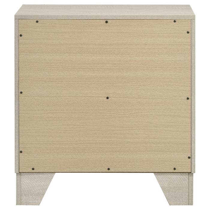 Rustic cream Trenton 2-drawer nightstand by CoasterEveryday, featuring a classic bedside table with wood grain finish and sturdy drawers.