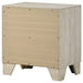 Rustic cream Trenton 2-drawer nightstand by CoasterEveryday, showing sturdy wooden bedside table with metal drawer pulls.