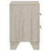 Rustic cream Trenton 2-drawer nightstand by CoasterEveryday, showing a wooden bedside table with metal drawer handles.