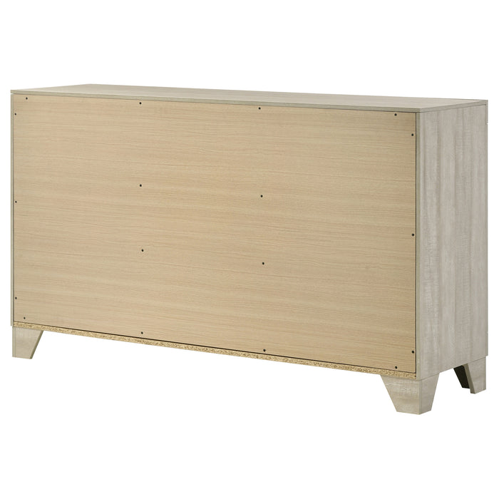Rustic cream 6-drawer bedroom dresser from CoasterEveryday, showcasing wood texture and sleek drawer handles.