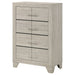 Rustic cream CoasterEveryday Trenton 4-drawer bedroom chest of drawers showing wooden texture and modern design.