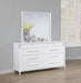 White Gracemont 8-drawer bedroom dresser with mirror, featuring sleek wood finish and modern furniture design by CoasterEveryday.