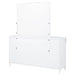White Gracemont 8-drawer bedroom dresser with attached mirror, wooden furniture piece from CoasterEveryday.