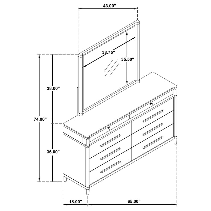 White Gracemont 8-drawer bedroom dresser with attached mirror, modern furniture by CoasterEveryday for stylish bedroom storage