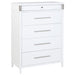White Gracemont 5-drawer bedroom chest of drawers by CoasterEveryday, featuring a sleek modern furniture design.