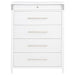 White CoasterEveryday Gracemont 5-drawer bedroom chest of drawers with sleek design and modern handles, placed in a bedroom setting.