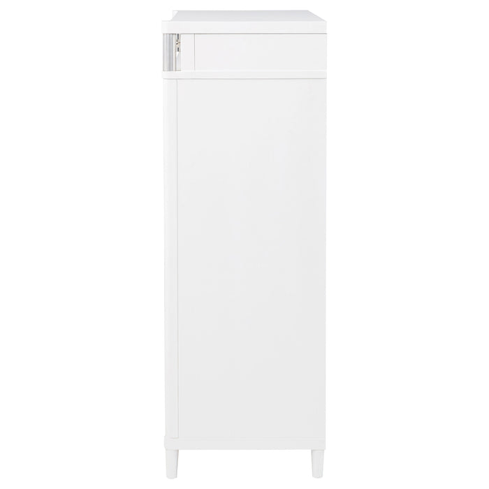 CoasterEveryday Gracemont 5-drawer white bedroom chest of drawers, modern furniture with sleek handles and spacious storage.