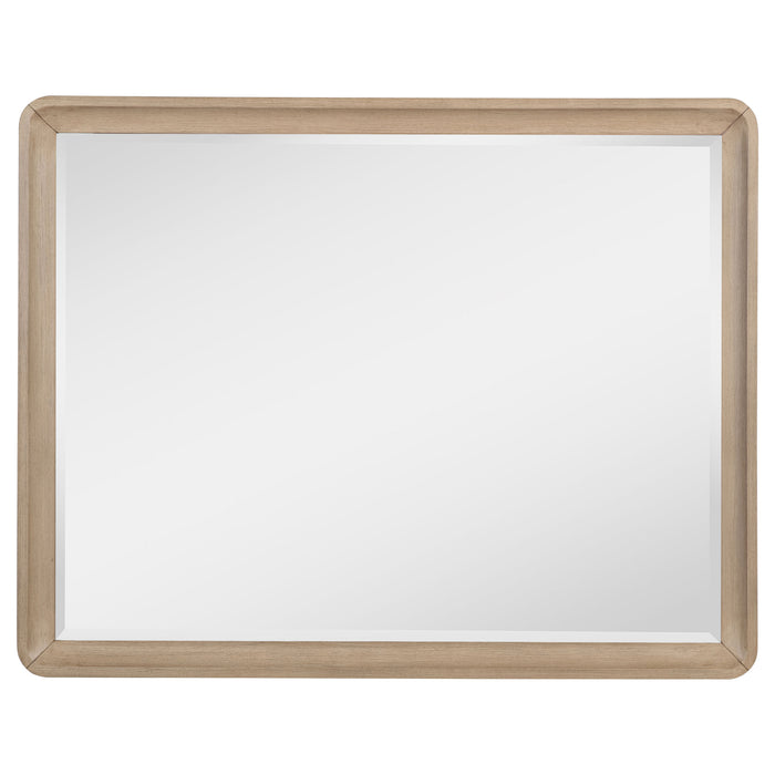Light elm Ladera dresser mirror from CoasterEveryday, showcasing a sleek, modern furniture piece with a clear reflective surface.