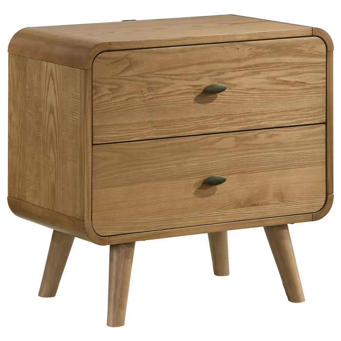 Robyn 5-piece California King bedroom set by CoasterEveryday in light ash finish, includes bed frame and matching furniture.