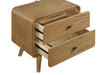 Robyn 2-drawer nightstand in light ash wood with modern furniture design, featuring sleek handles and a smooth finish.