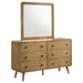 Light ash Robyn 6-drawer bedroom dresser with mirror, featuring sleek modern furniture design by CoasterEveryday.