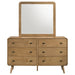 Light ash Robyn 6-drawer bedroom dresser with matching mirror, featuring sleek modern furniture design by CoasterEveryday.