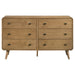 Robyn 6-drawer bedroom dresser in light ash wood with sleek metal handles, modern furniture by CoasterEveryday.