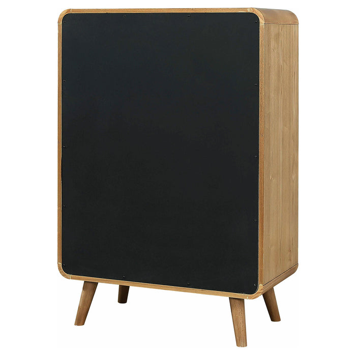 Robyn 5-drawer bedroom chest of drawers in light ash wood, modern furniture by CoasterEveryday, with sleek design and metal handles.