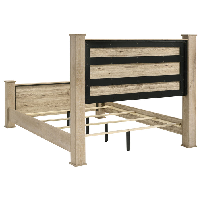 Weathered oak California king bedroom set by CoasterEveryday, includes bed frame, nightstands, and dresser in a 5-piece furniture set.