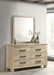 Weathered oak Oakglen 6-drawer bedroom dresser with matching mirror, crafted by CoasterEveryday furniture.