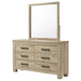 Weathered oak Oakglen 6-drawer bedroom dresser with matching mirror, modern wooden furniture by CoasterEveryday